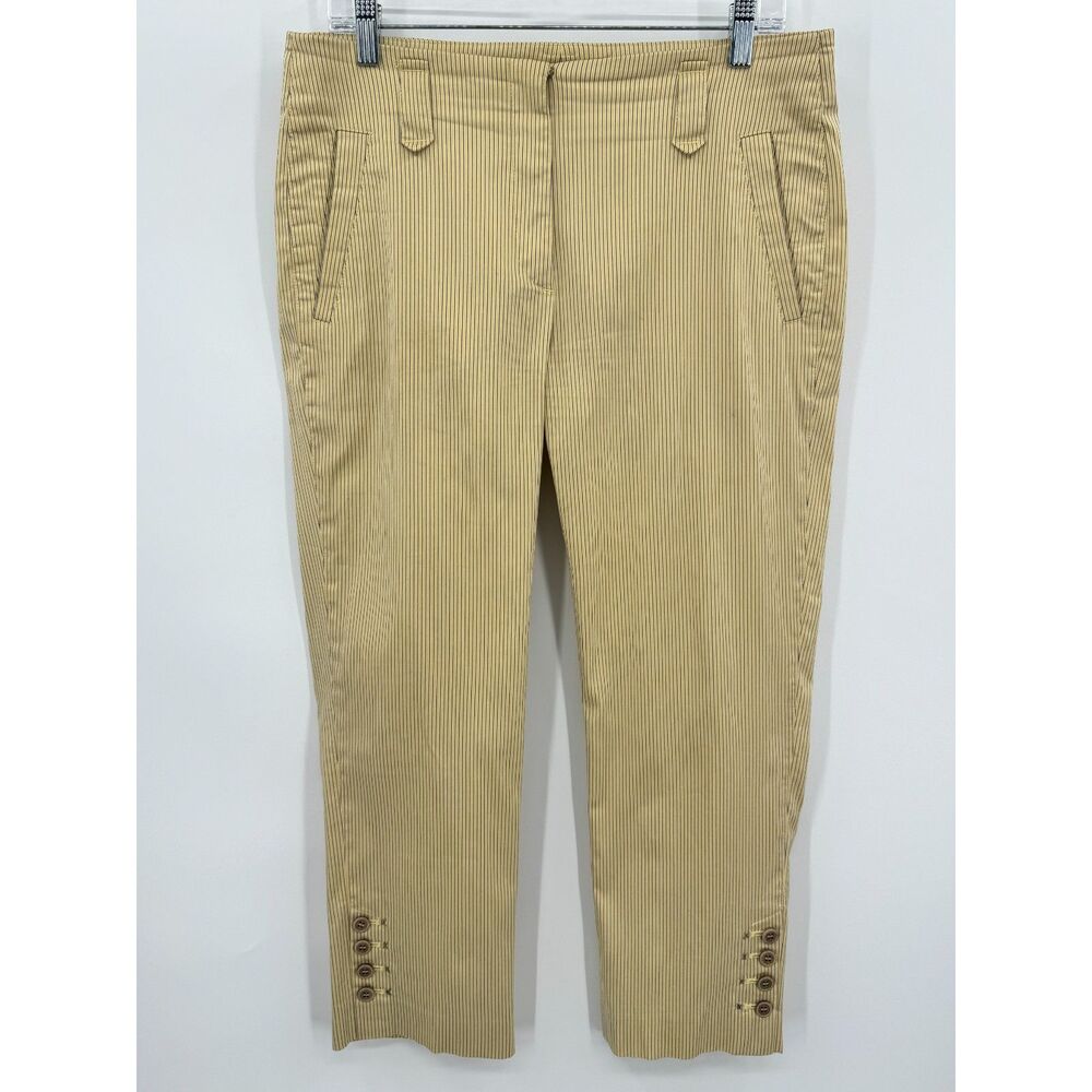GUNEX Yellow Pinstripe Cropped Chino Trouser Slacks Size 8